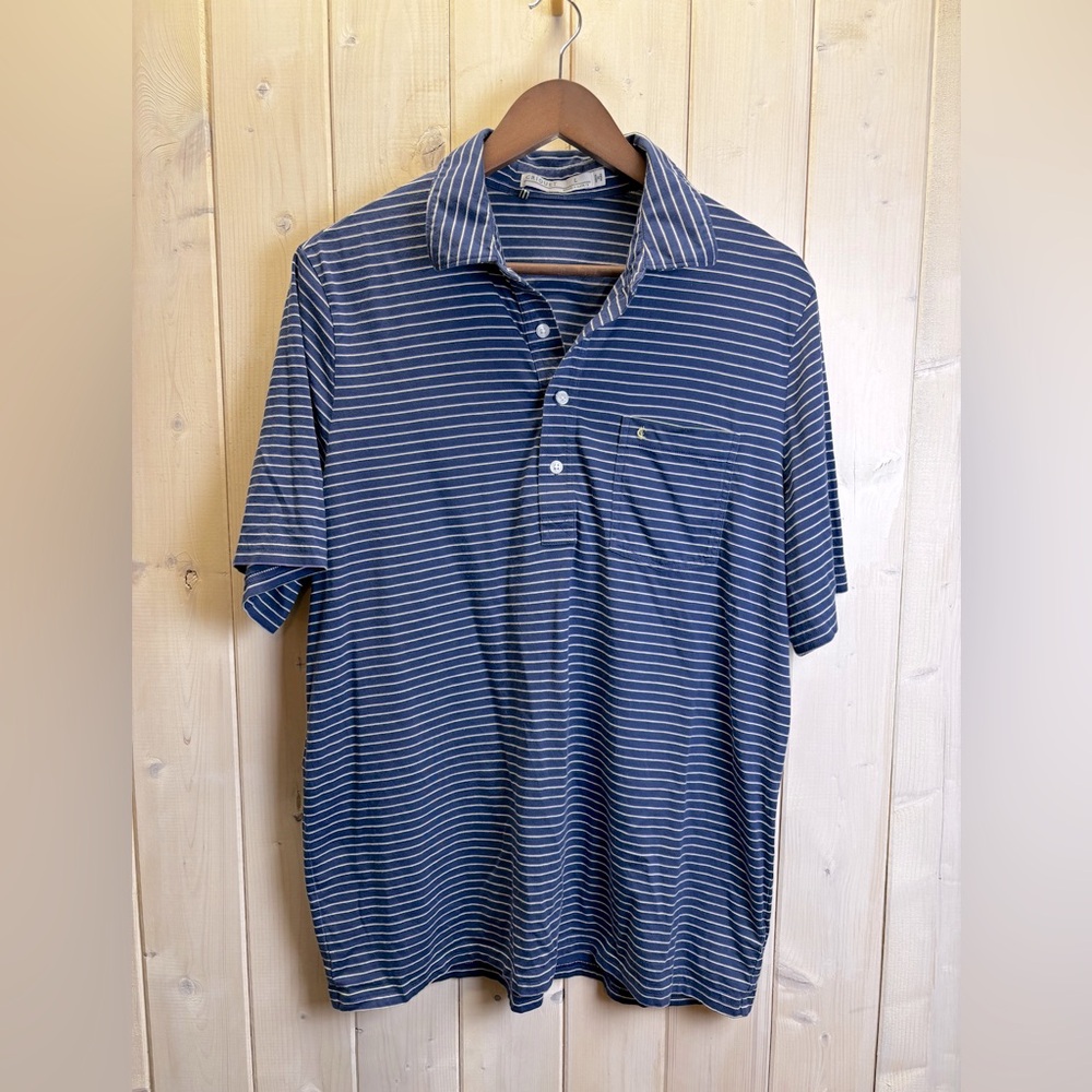 Criquet Men’s Polo T Shirt Size L Stripes Coastal Preppy Prep Golf Summer